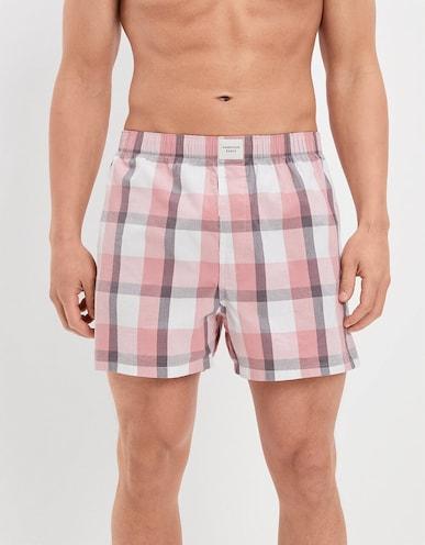 american eagle men pink plaid stretch boxer short