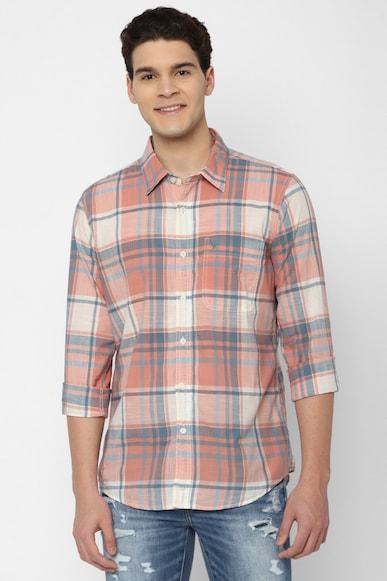 american eagle men pink slim fit everyday button-up shirt