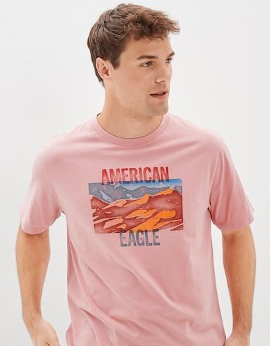 american eagle men pink super soft photoreal graphic t-shirt