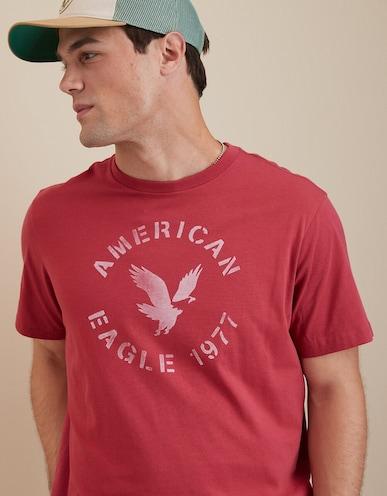 american eagle men red super soft logo graphic t-shirt