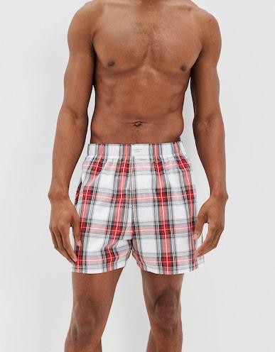 american eagle men white plaid stretch boxer short