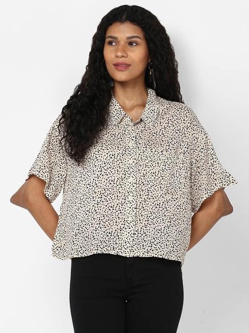 american eagle outfitters beige printed shirt