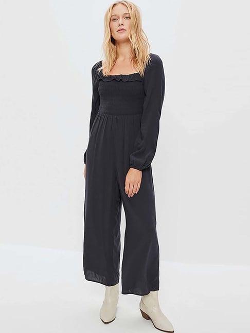 american eagle outfitters black midi length jumpsuit