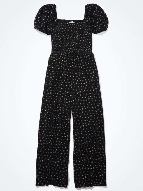 american eagle outfitters black printed jumpsuit