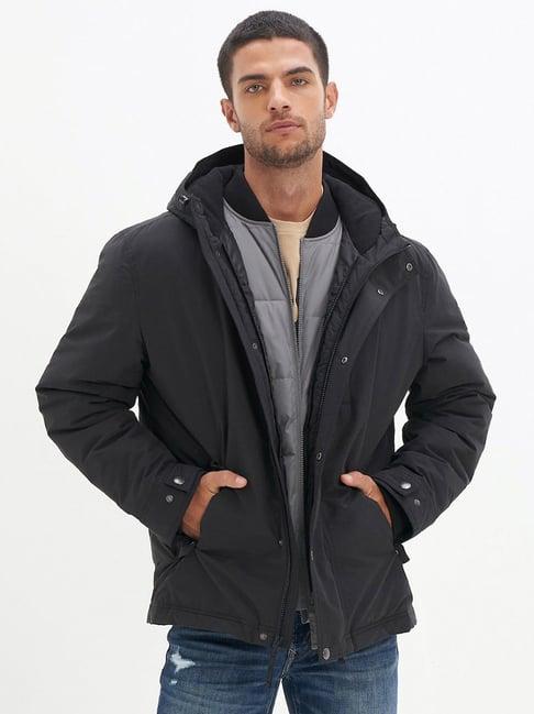 american eagle outfitters black regular fit hooded jacket