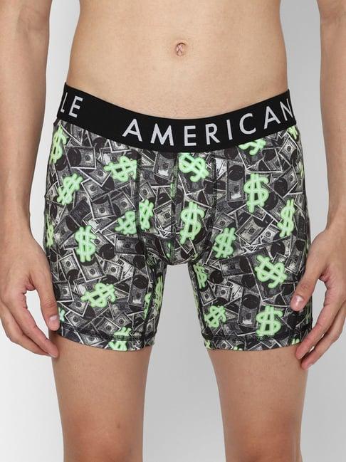 american eagle outfitters black regular fit printed trunks