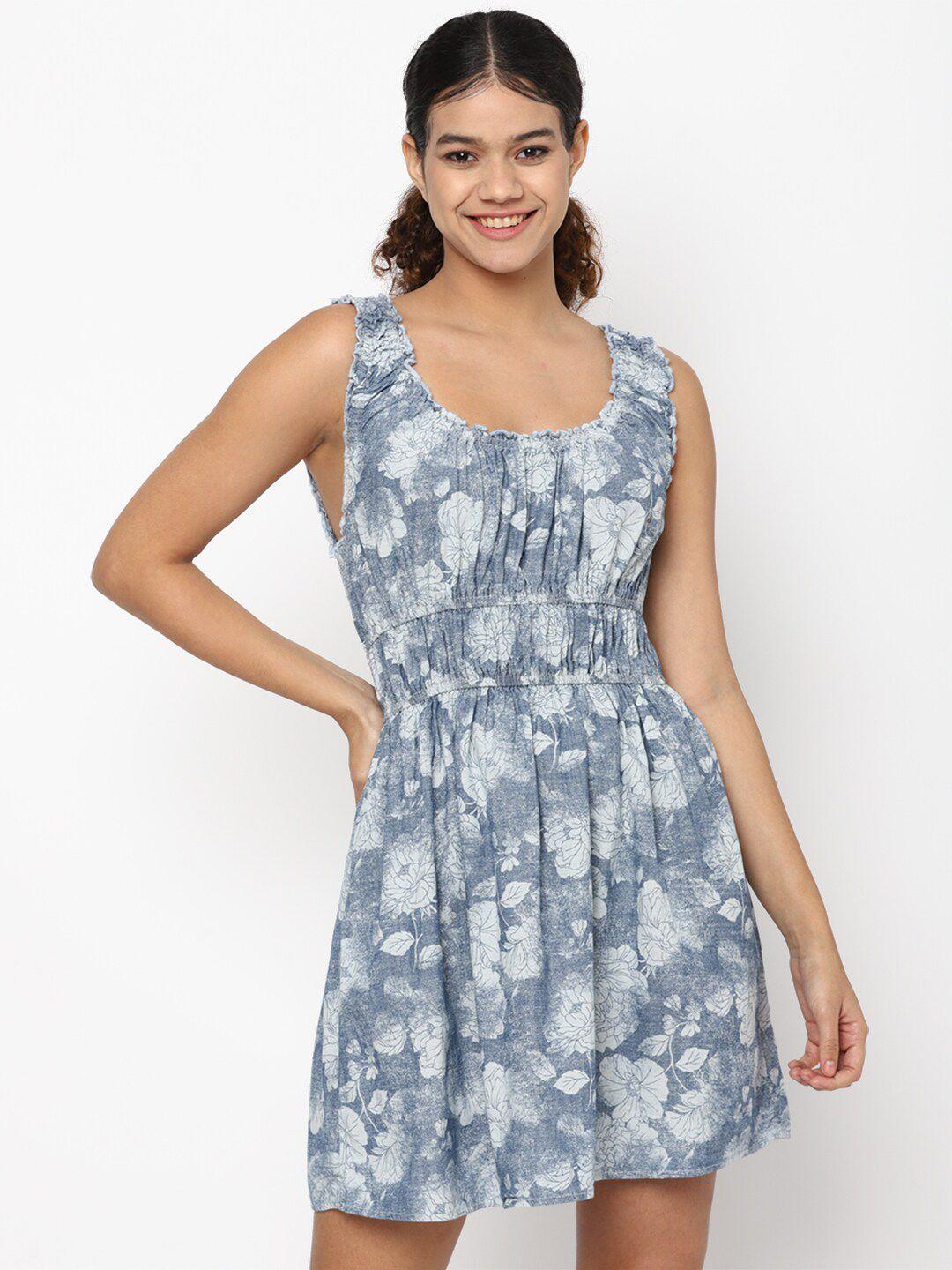 american eagle outfitters blue & white floral cotton a-line dress