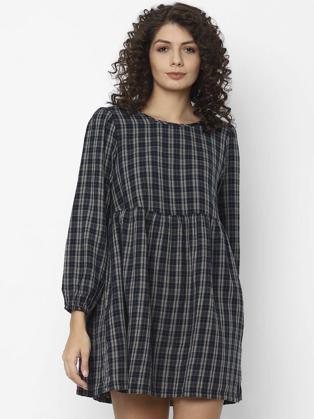 american eagle outfitters blue checked dress