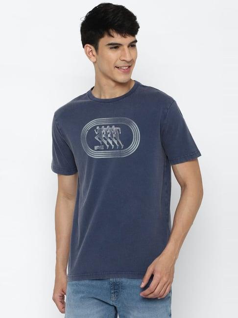 american eagle outfitters blue cotton regular fit printed t-shirt