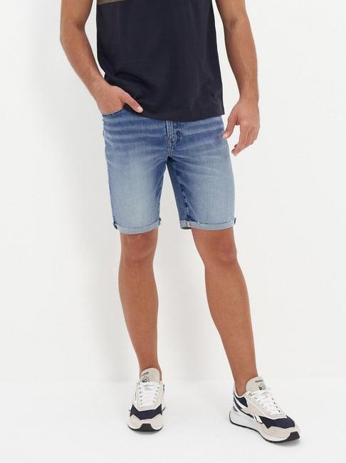 american eagle outfitters blue cotton regular fit shorts