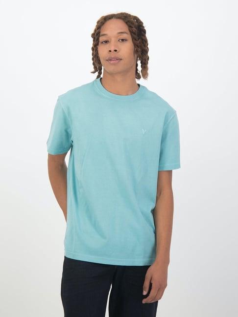 american eagle outfitters blue cotton regular fit t-shirt
