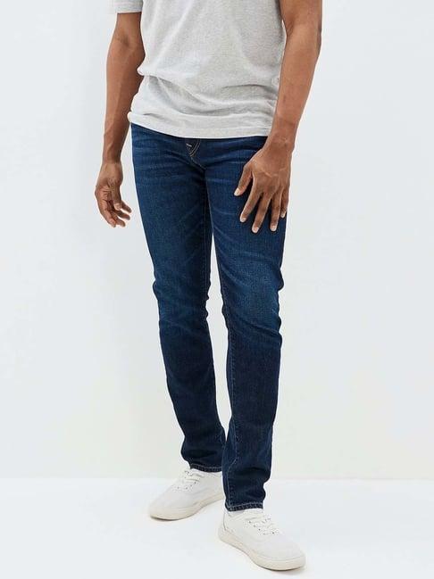 american eagle outfitters blue cotton slim fit jeans