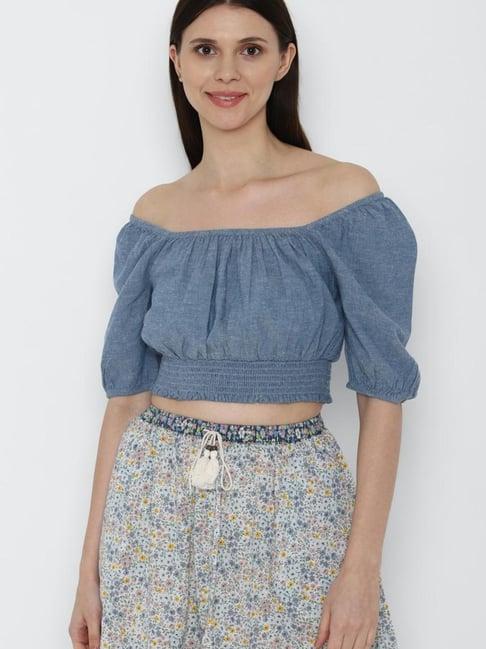 american eagle outfitters blue regular fit crop top