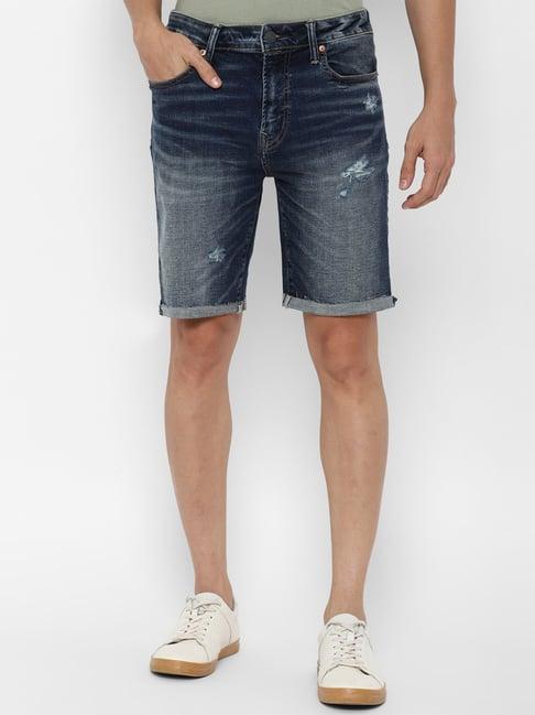 american eagle outfitters blue regular fit denim shorts