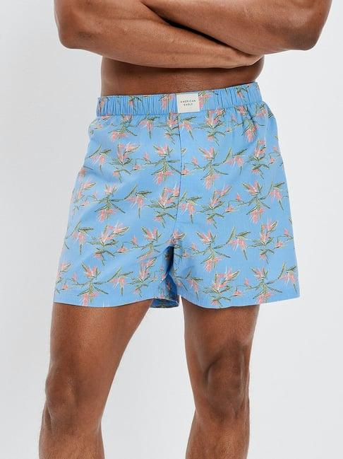 american eagle outfitters blue regular fit floral print boxers