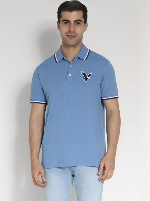 american eagle outfitters blue regular fit polo t-shirt