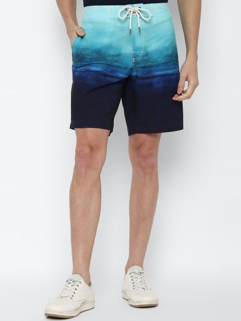 american eagle outfitters blue regular fit printed shorts