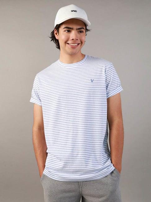 american eagle outfitters blue regular fit striped t-shirt