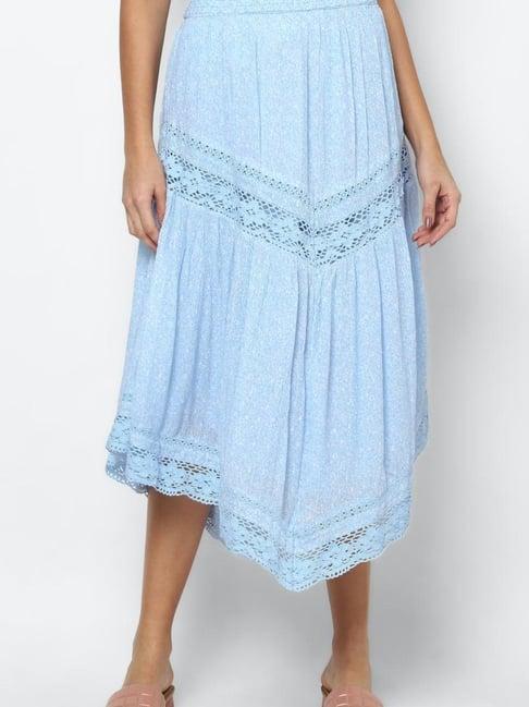 american eagle outfitters blue self print skirt