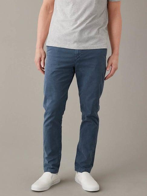 american eagle outfitters blue slim fit trousers