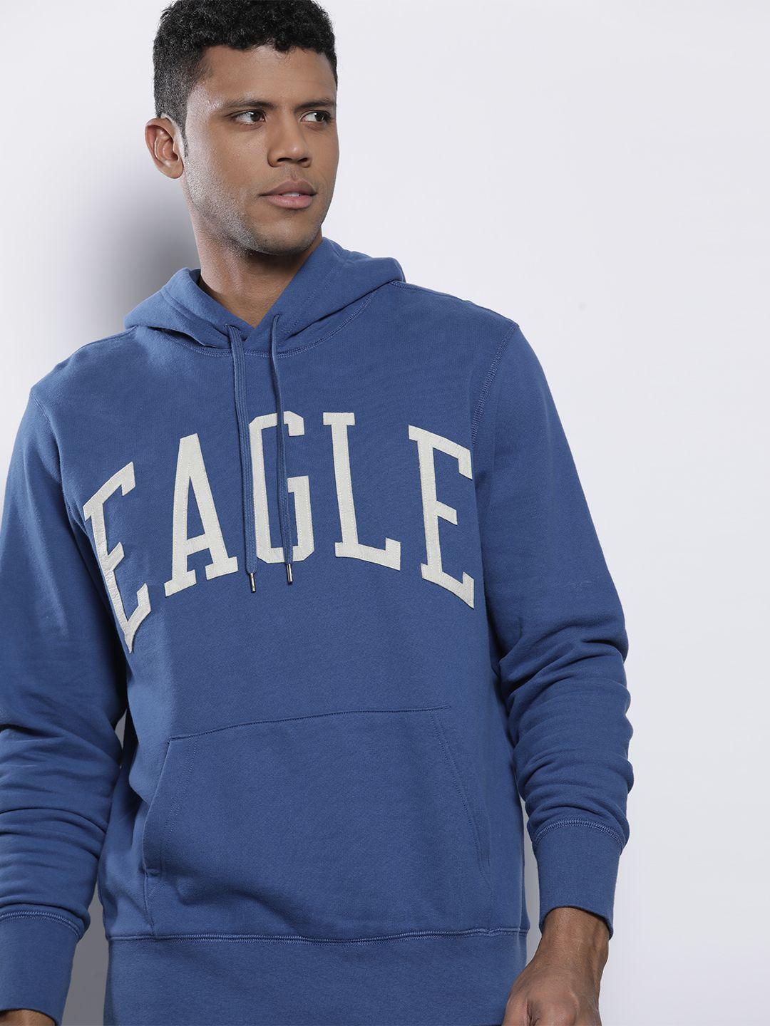 american eagle outfitters brand logo applique hooded sweatshirt