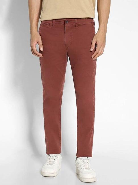 american eagle outfitters brick red slim fit trousers