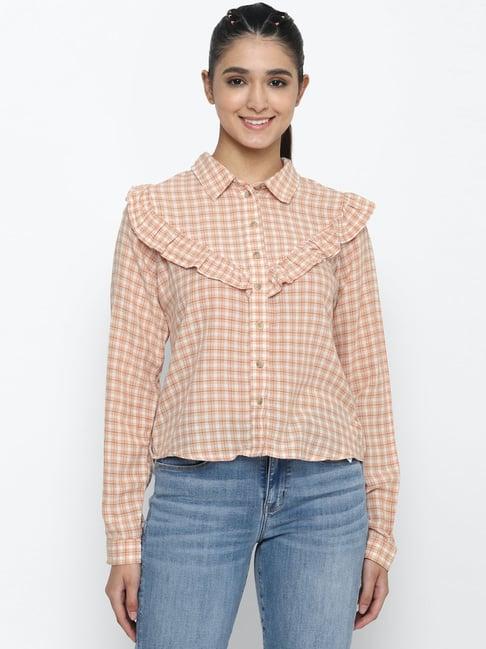 american eagle outfitters brown chequered shirt