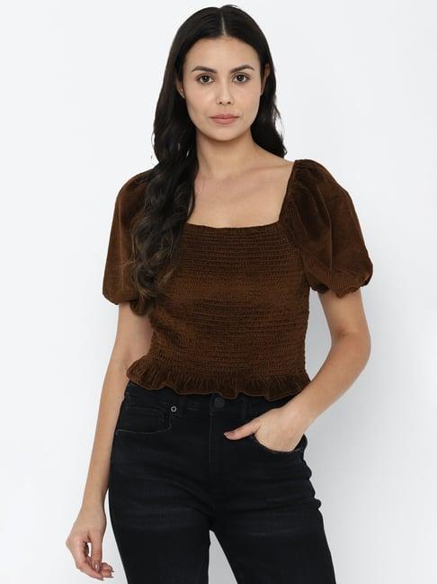 american eagle outfitters brown cotton crop top