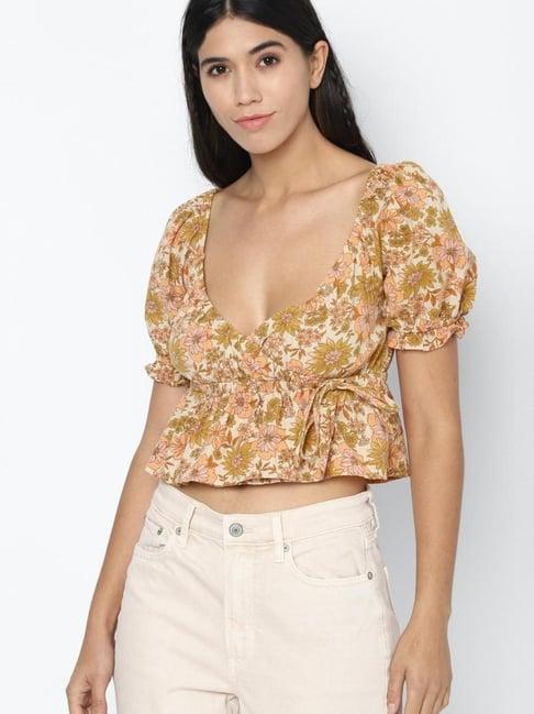 american eagle outfitters brown floral print top