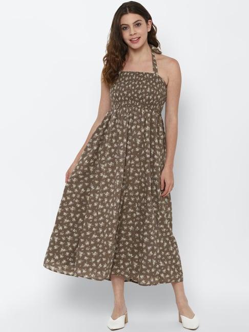 american eagle outfitters brown printed maxi dress