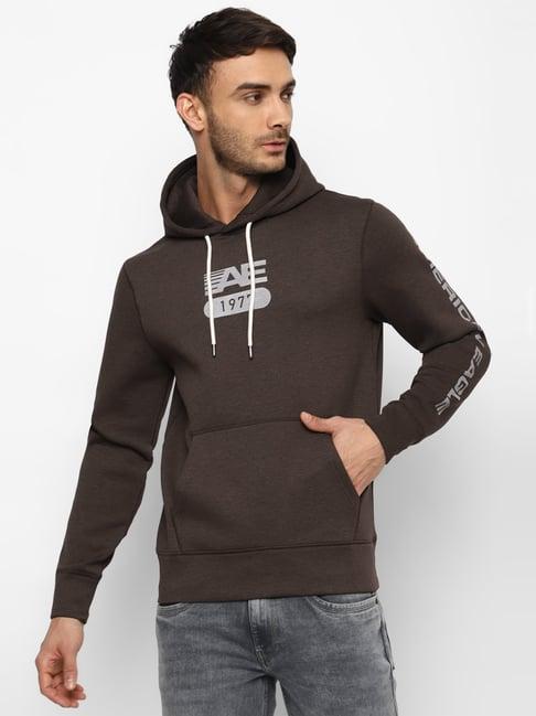 american eagle outfitters brown regular fit hooded sweatshirt