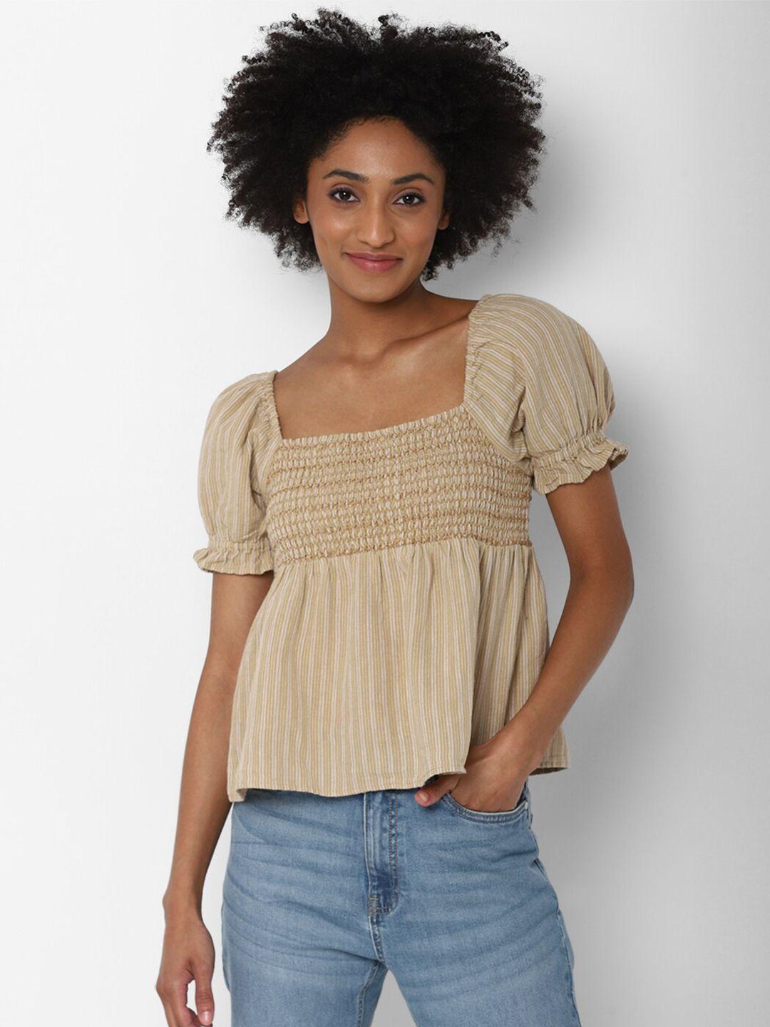 american eagle outfitters brown smocked top