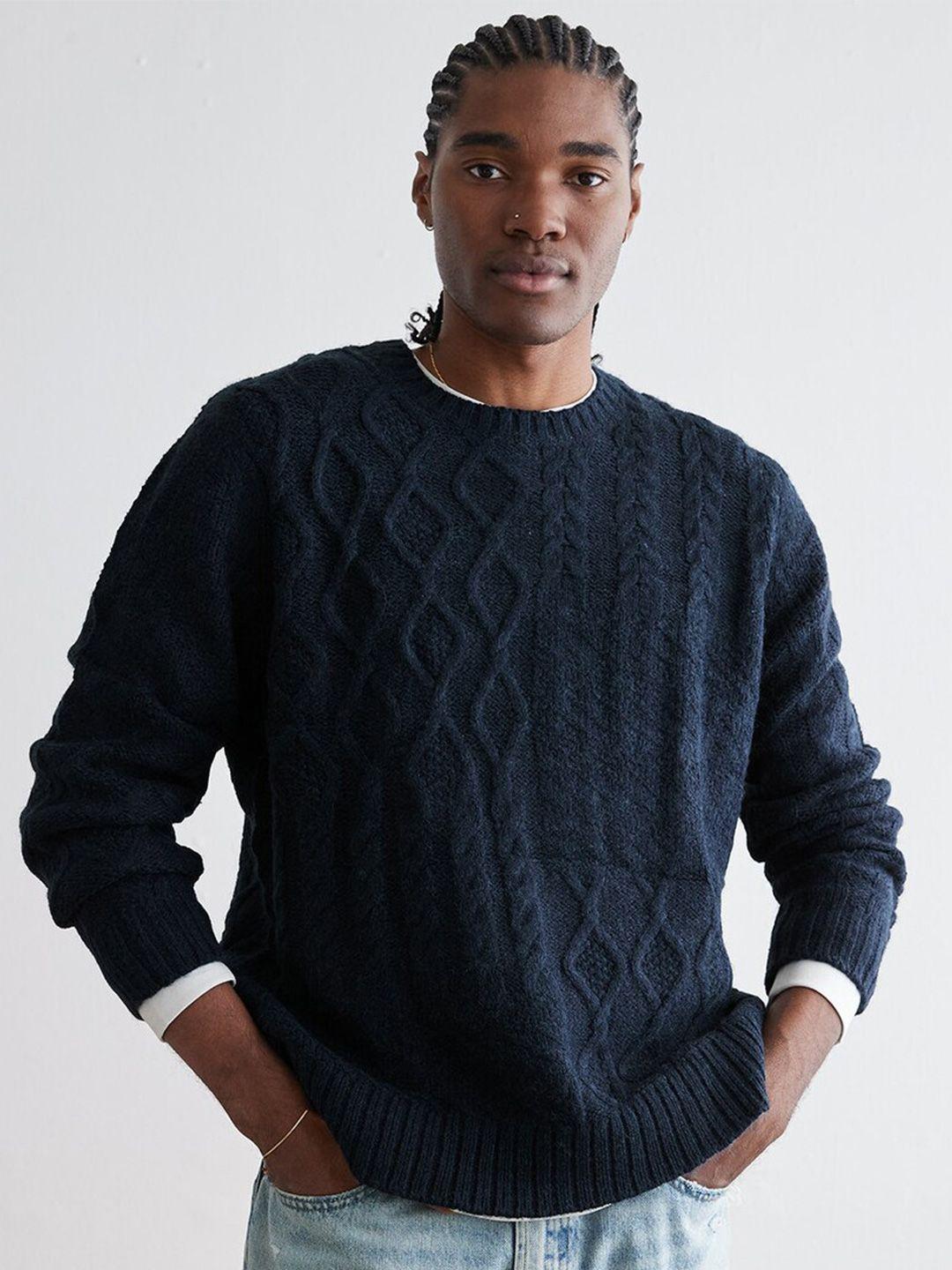 american eagle outfitters cable knit round neck long sleeves pullover sweater