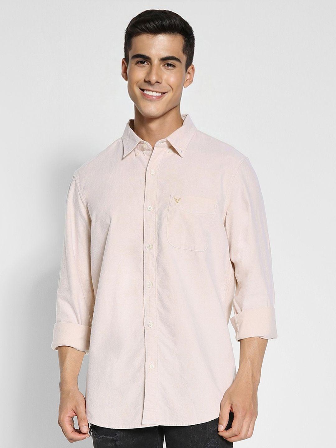 american eagle outfitters cotton spread collar curved regular fit casual shirt