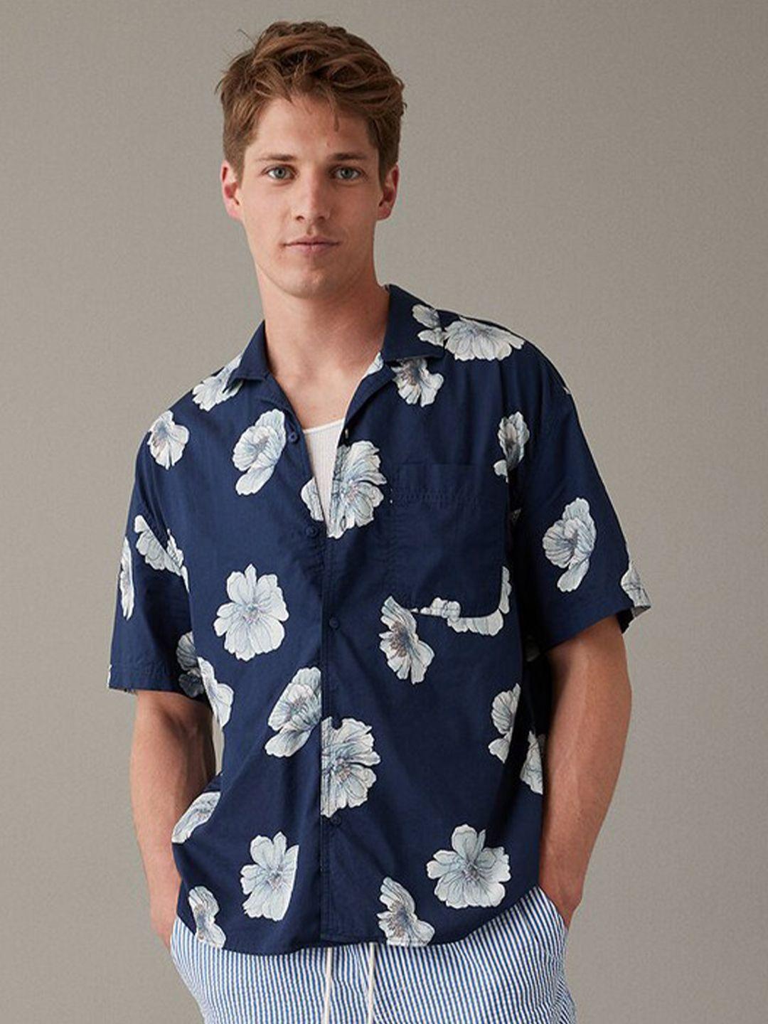 american eagle outfitters floral printed spread collar casual shirt