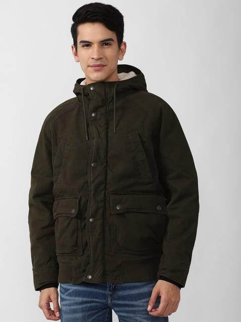 american eagle outfitters green cotton regular fit hooded jacket