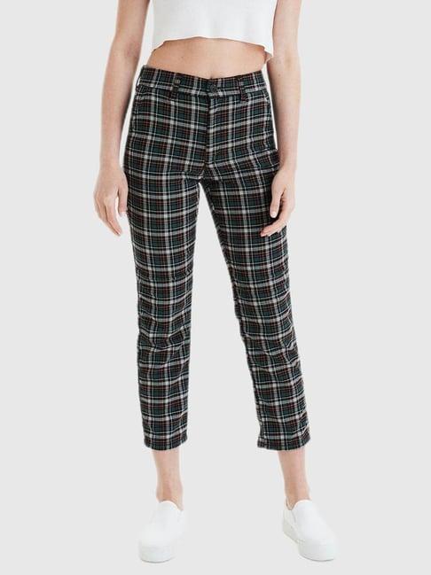 american eagle outfitters green plaid trousers