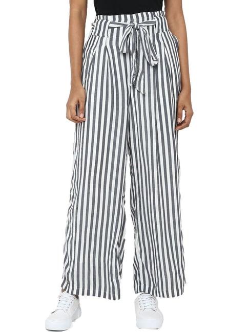 american eagle outfitters grey & white striped pants