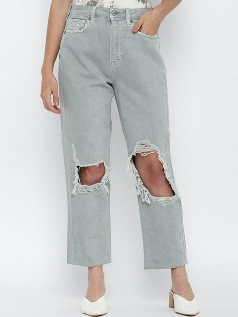 american eagle outfitters grey cotton high rise jeans