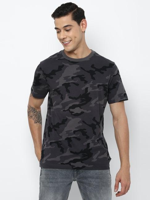 american eagle outfitters grey cotton regular fit camouflage t-shirt