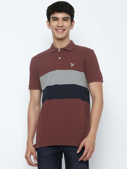 american eagle outfitters maroon cotton regular fit colour block polo t-shirt