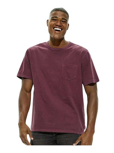 american eagle outfitters maroon cotton regular fit t-shirt