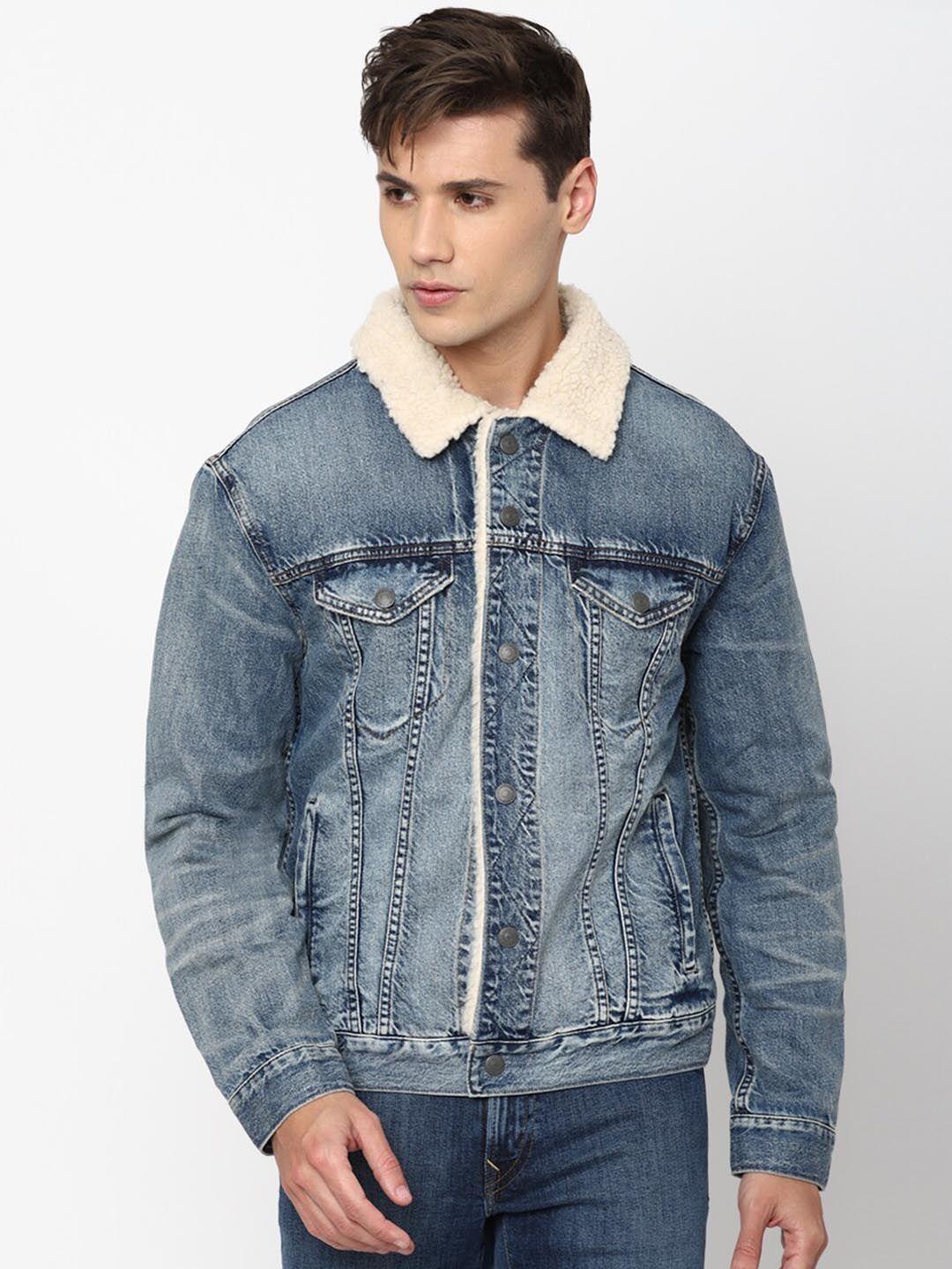 american eagle outfitters men  washed denim jacket