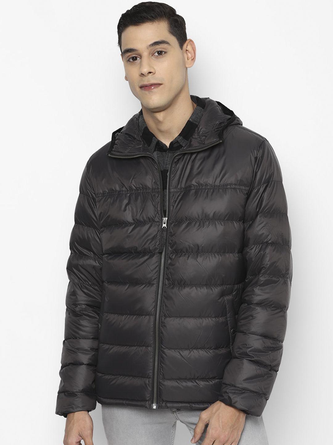 american eagle outfitters men black solid hooded puffer jacket