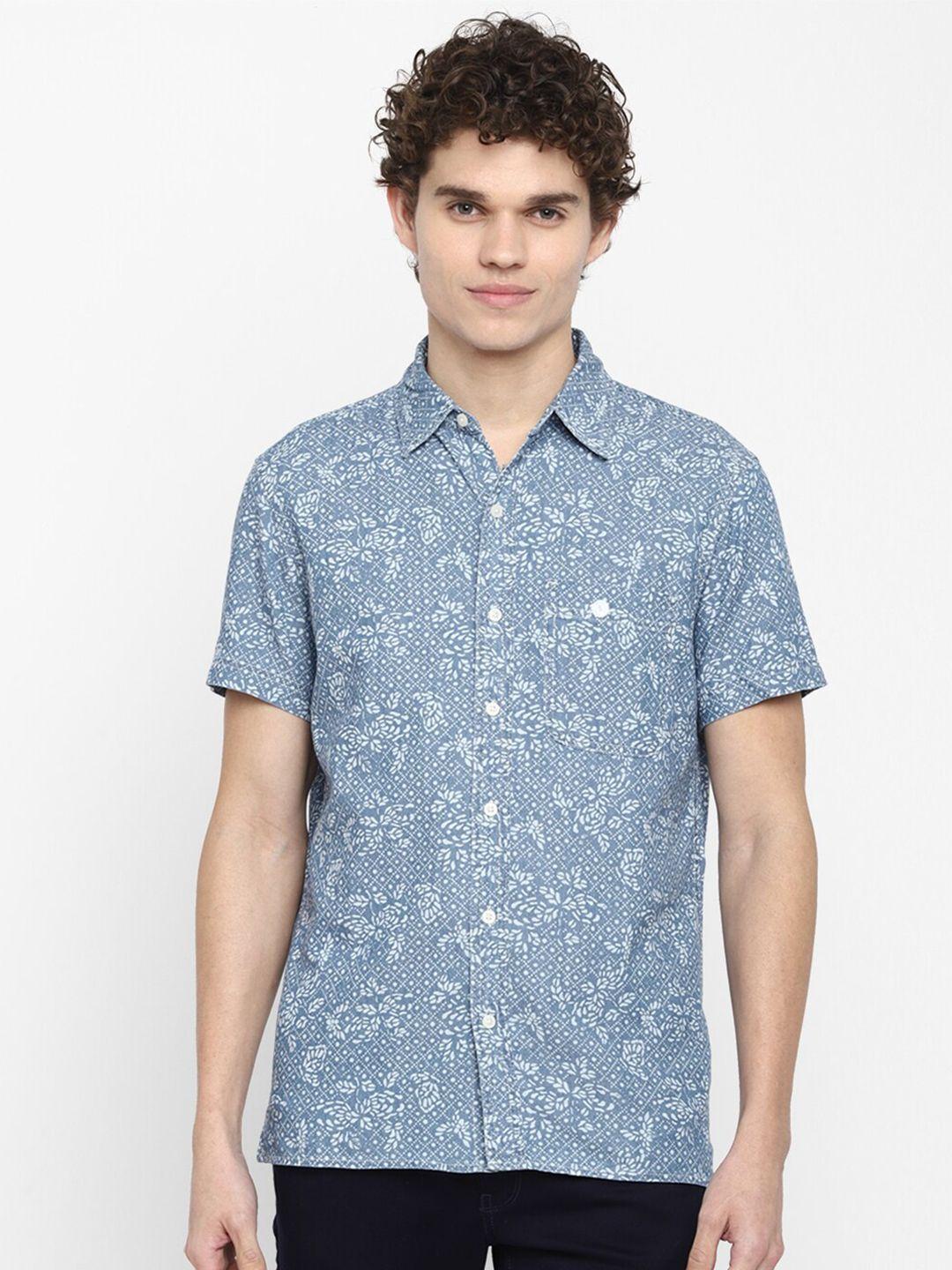 american eagle outfitters men blue floral printed casual shirt