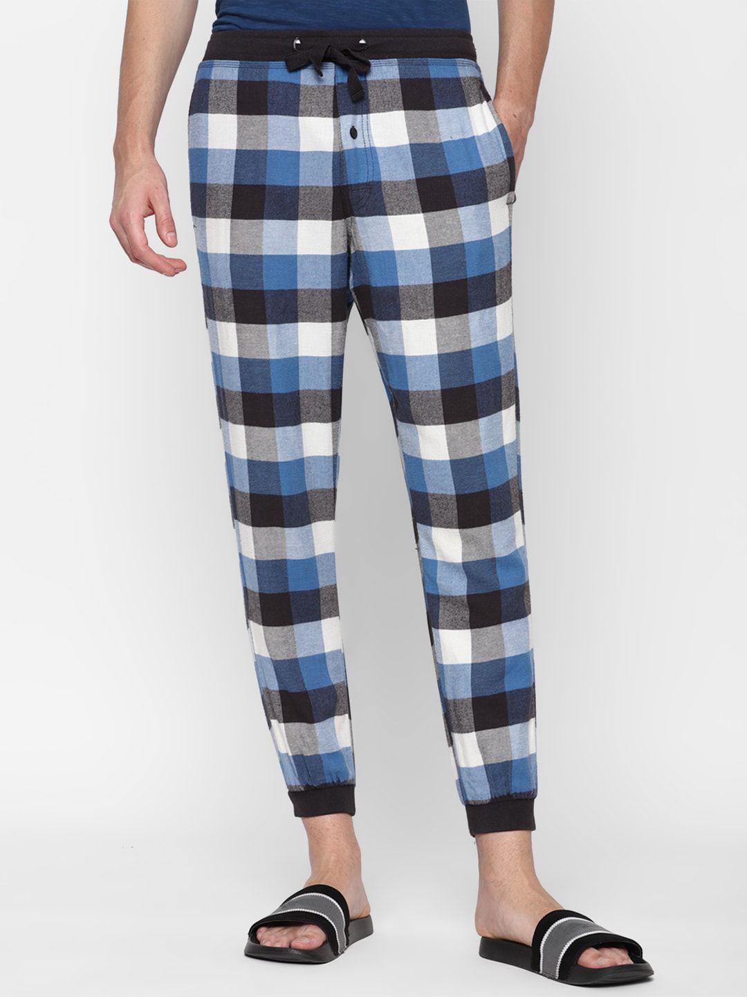 american eagle outfitters men checked mid-rise joggers