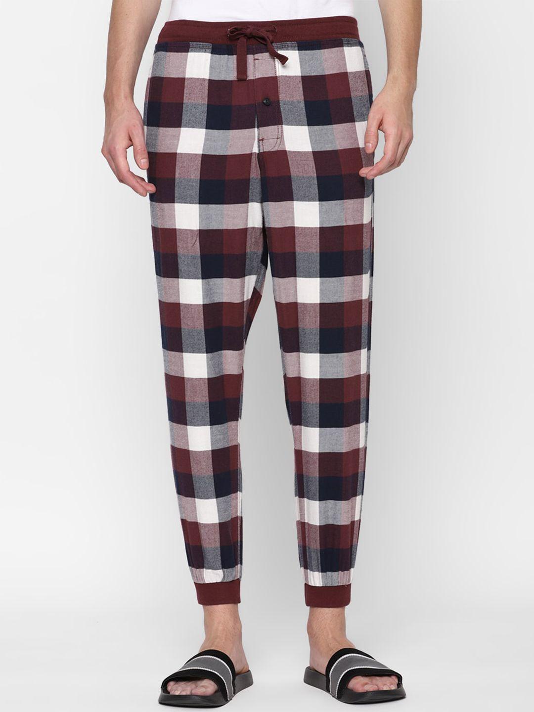 american eagle outfitters men checked mid-rise joggers