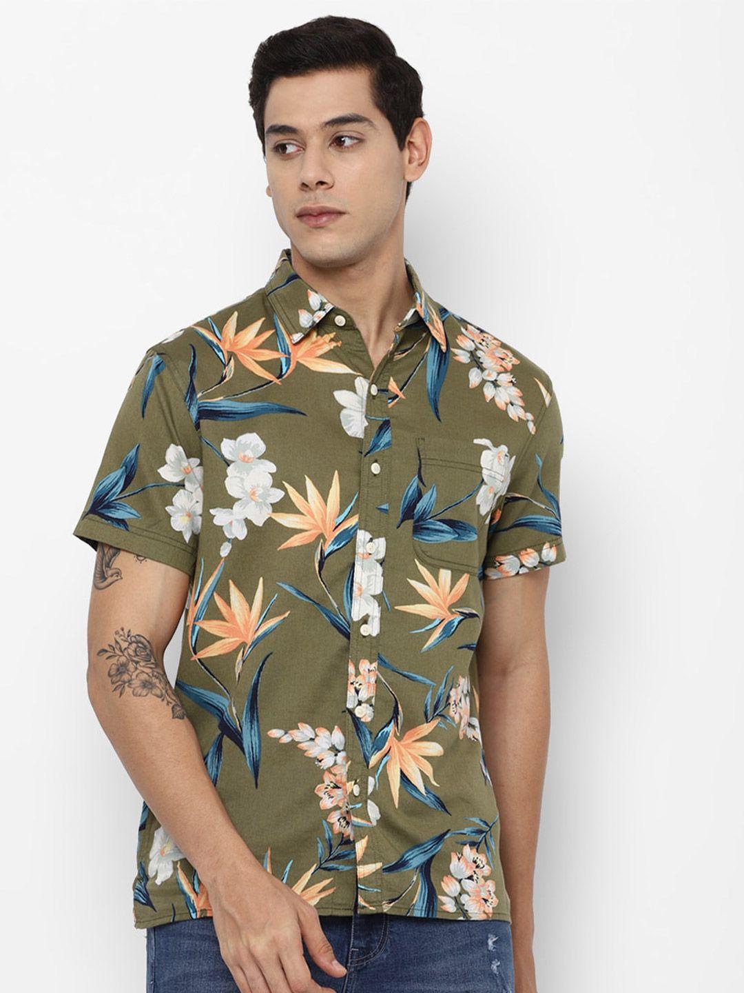 american eagle outfitters men green floral printed casual shirt