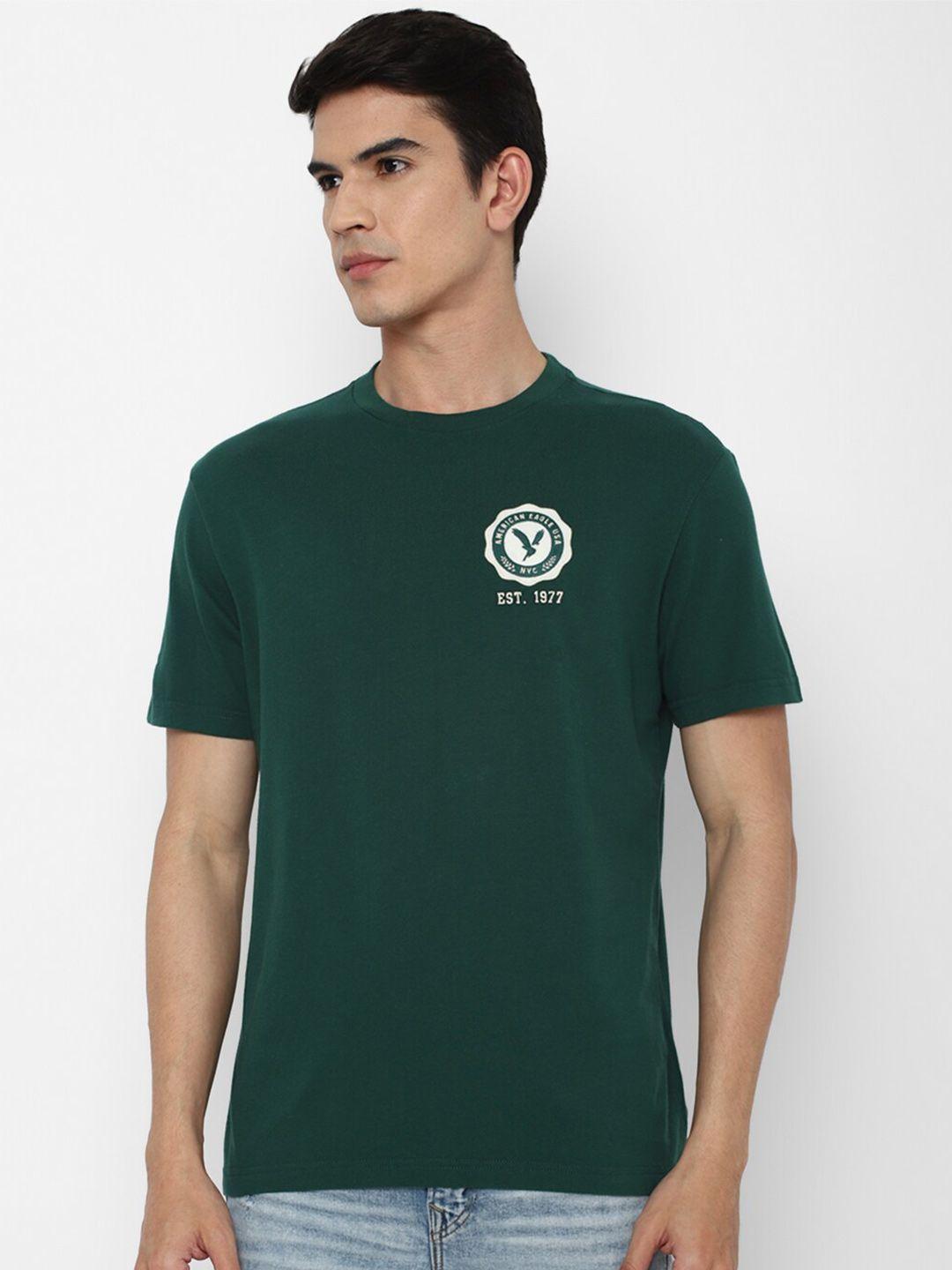 american eagle outfitters men green pure cotton t-shirt