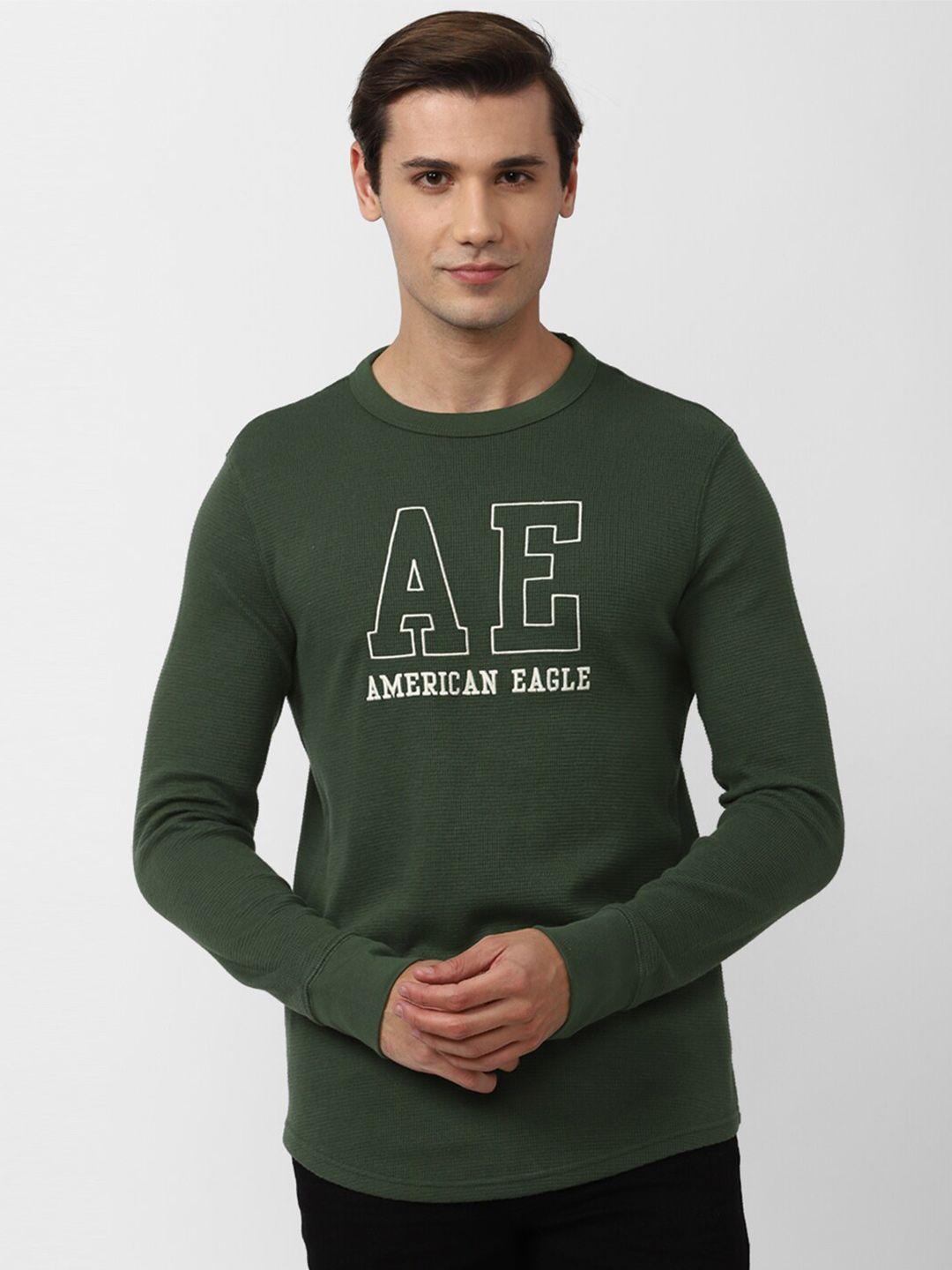 american eagle outfitters men green typography printed t-shirt